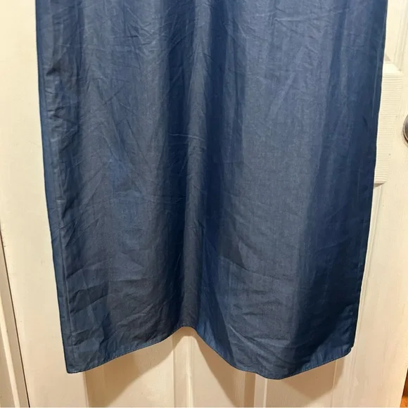 Loretta Caponi Elegant Blue Maxi Dress MockNeck Ruffle Designer Quiet Luxury Med - Picture 12 of 14